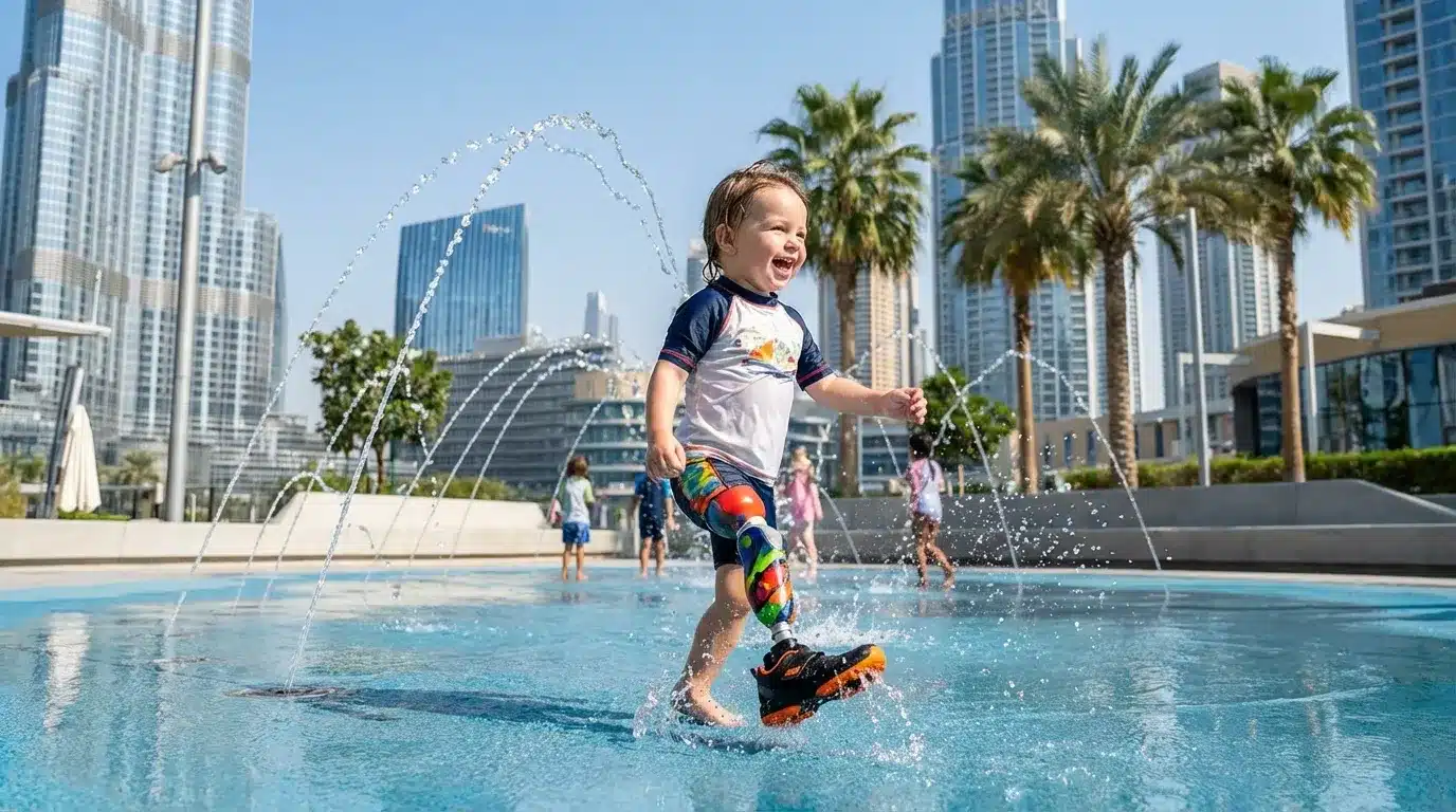 Active child wearing Scout Foot prosthetic foot during outdoor play