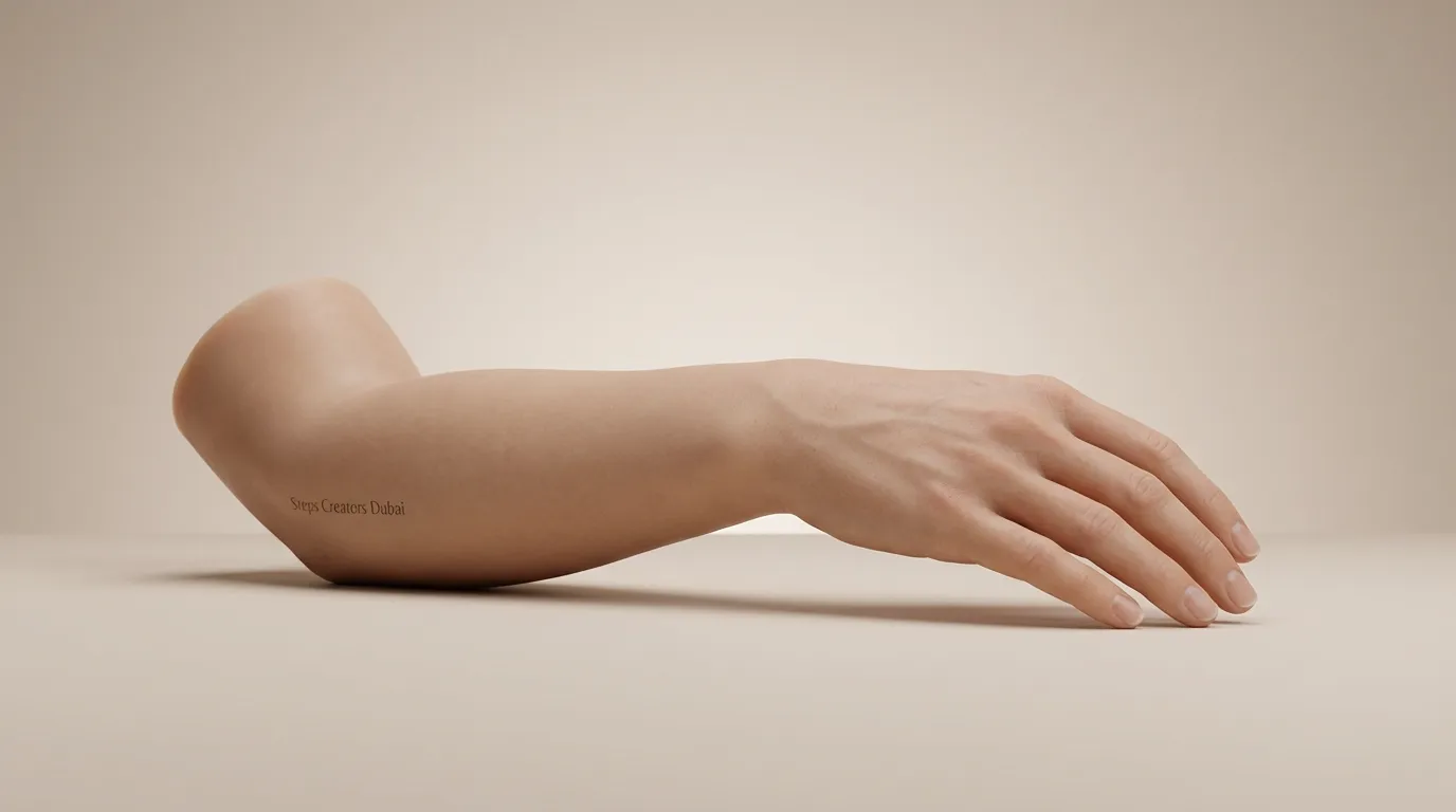 Custom above-elbow cosmetic prosthetic hand by Steps Creators Dubai