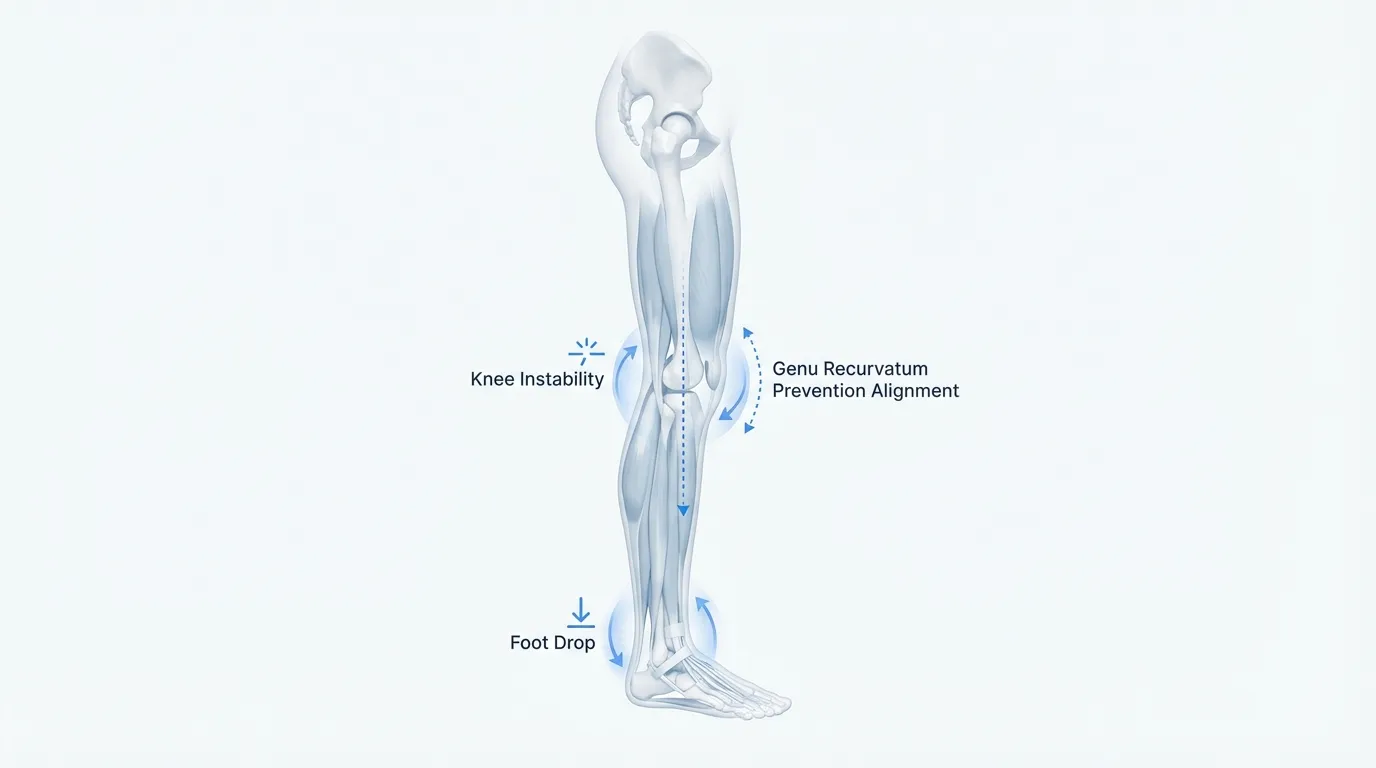 Knee Ankle Foot Orthosis KAFO fitted on patient leg in Dubai clinic