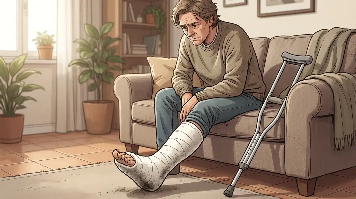 Patient walking comfortably with a cast shoe over their foot cast