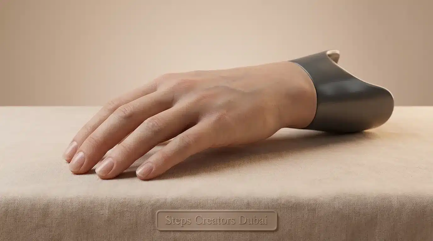 Custom below-elbow prosthetic hand by Steps Creators Dubai