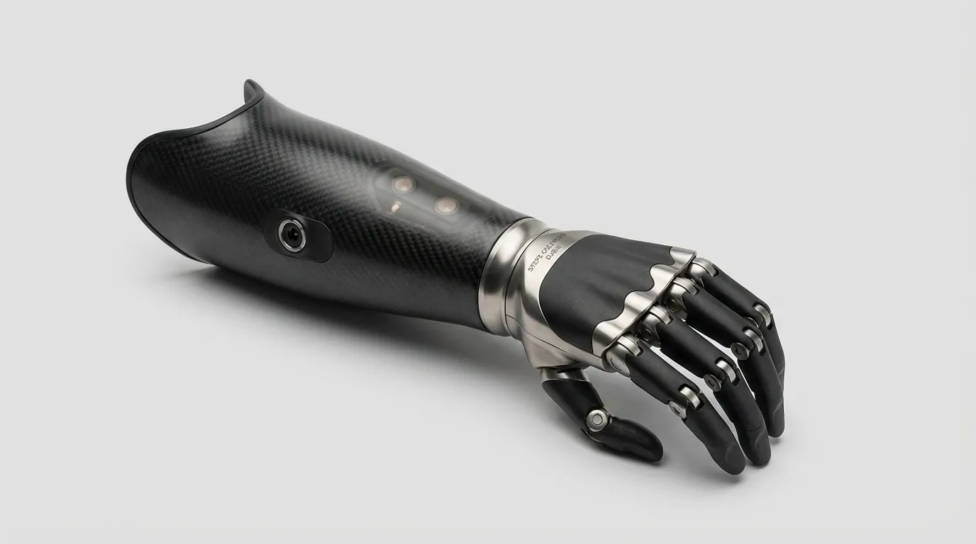 Advanced below-elbow myoelectric prosthetic hand with realistic silicone cover by Steps Creators Dubai