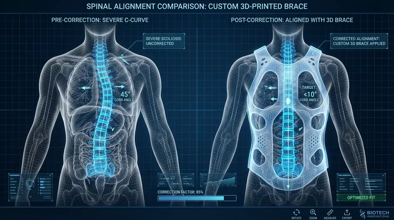 Patient wearing 3D printed spinal brace for posture and scoliosis correction in UAE