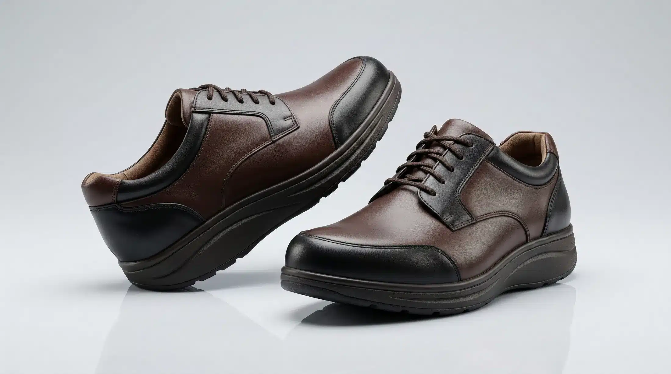 Custom made orthopedic shoes by Steps Creators Dubai displayed at multiple angles